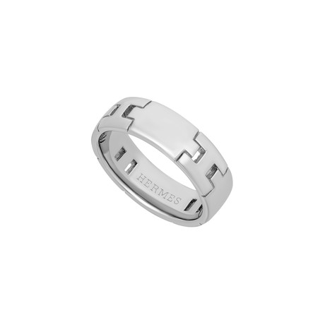 Hermes 18k White Gold Hercules Ring // Ring Size: 8.75 // Pre-Owned