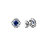 18K White Gold Diamond + Blue Sapphire Earrings