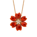 Van Cleef & Arpels 18k Rose Gold Diamond Carnelian Necklace // Pre-Owned