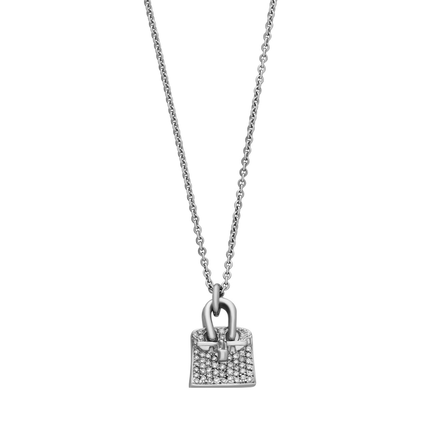 Hermes 18k White Gold Diamond Birkin Bag Necklace // Pre-Owned - Women&#39;s Luxury Jewelry - Touch ...