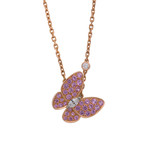 Van Cleef & Arpels 18k Rose Gold Diamond + Sapphire Two Butterfly Necklace // Pre-Owned