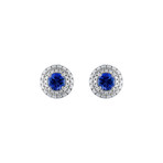 18K White Gold Diamond + Blue Sapphire Earrings