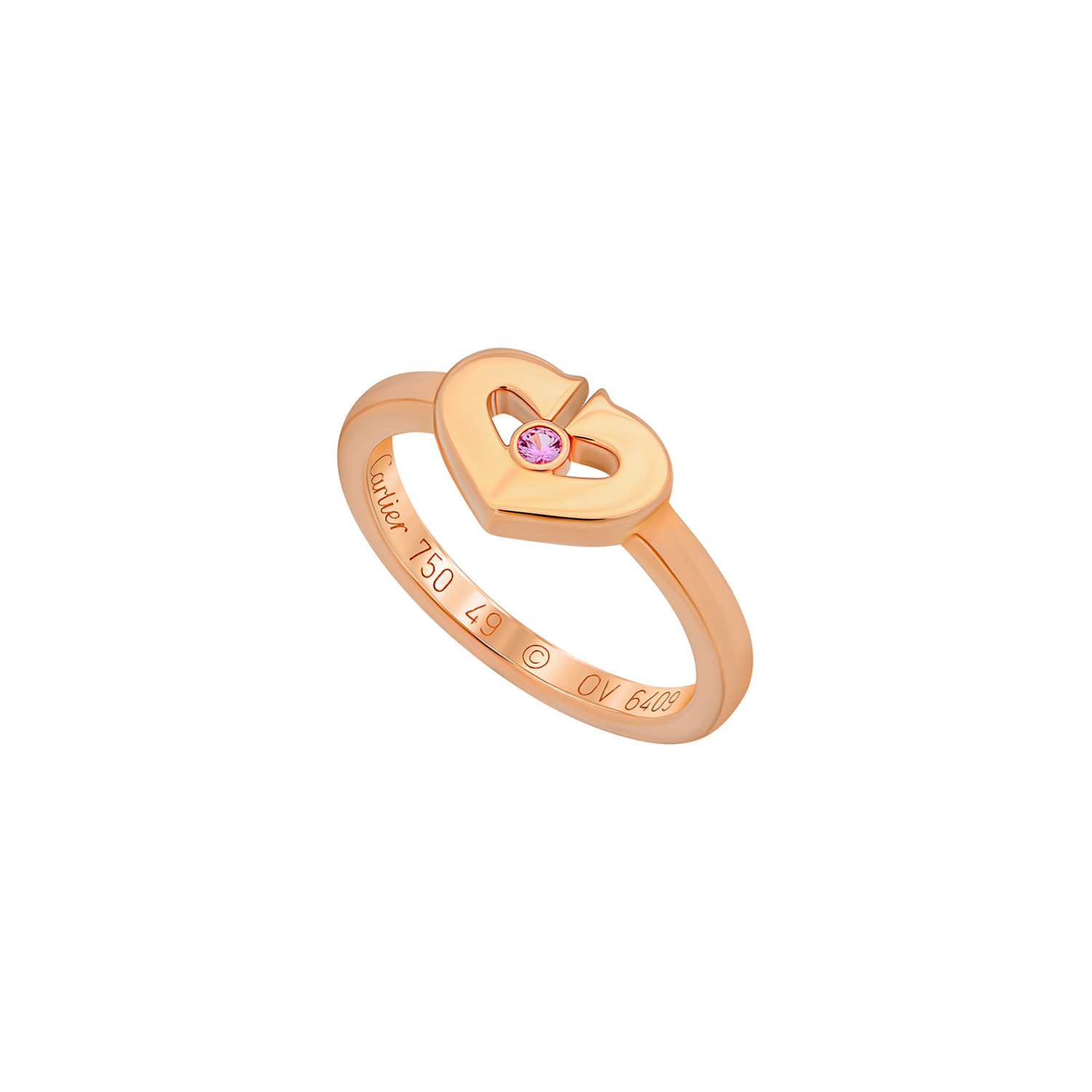 Cartier 18k Rose Gold Sapphire C Heart Ring // Ring Size: 4.75 // Pre ...