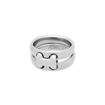 Hermes 18k White Gold H Double Ring // Ring Size: 5.25 // Pre-Owned