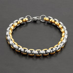 Beveled Box Chain Bracelet // Gold + Silver // Set of 2