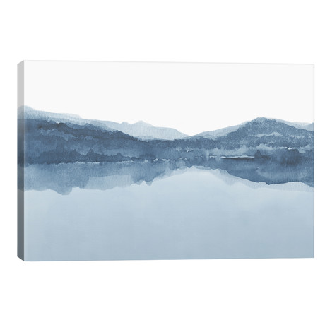 Watercolor Landscape III Shades Of Blue // Nouveau Prints (40"W x 26"H x 1.5"D)