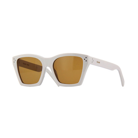 Women's Cat Eye CL40090I Sunglasses // White + Brown