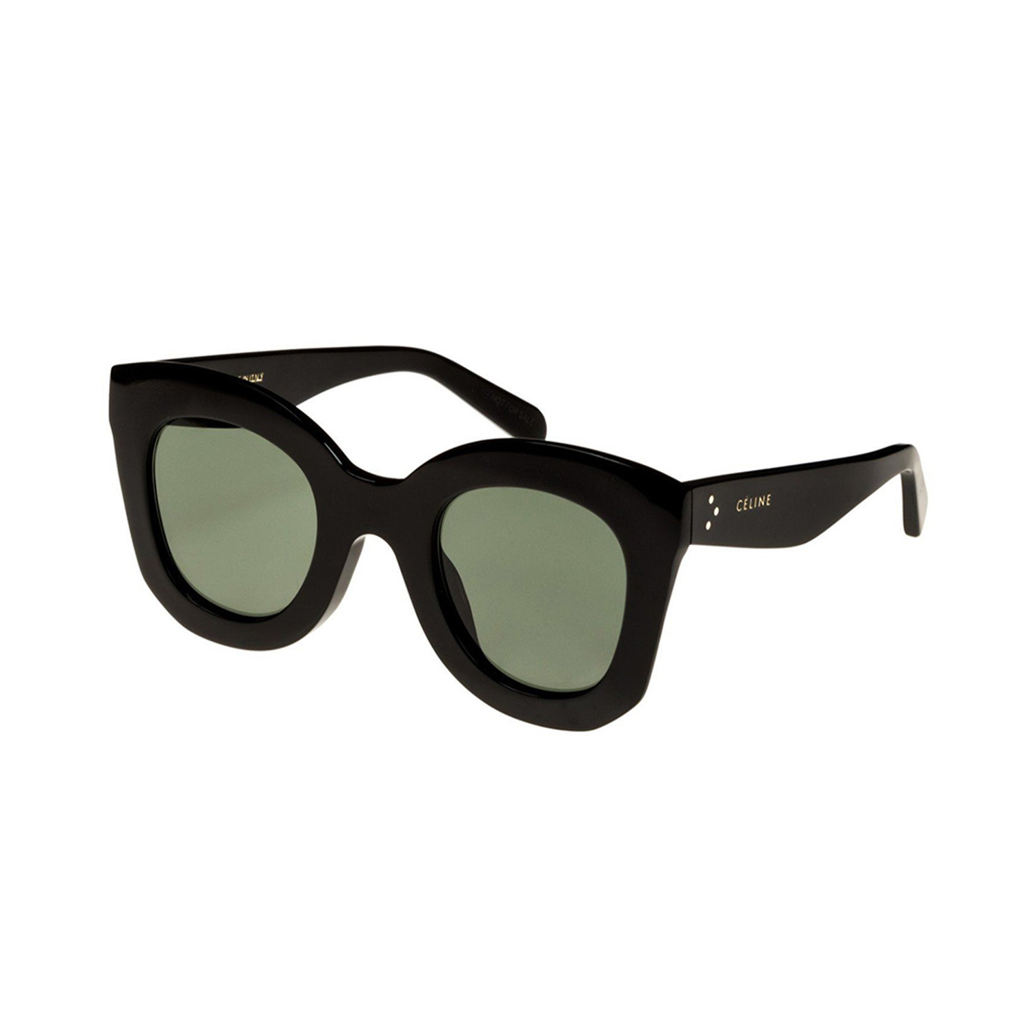 Women's Geometric CL4005FN Sunglasses // Black + Green - Celine - Touch ...