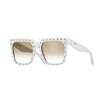 Women's Square CL4055IS Studded Sunglasses // White + Brown Gradient