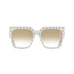 Women's Square CL4055IS Studded Sunglasses // White + Brown Gradient