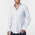 Gavino Button-Up Shirt // White + Baby Blue (L)