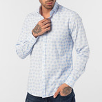 Gavino Button-Up Shirt // White + Baby Blue (S)