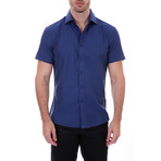Cooper Short-Sleeve Button-Up Shirt // Navy (3XL)