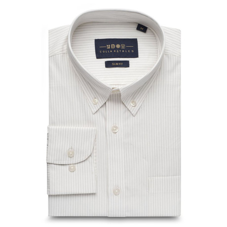 Striped Pocket Button-Up Shirt // Dark Gray + White (S)