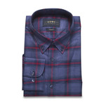 Checkered Pocket Button-Up Shirt // Red + Blue (M)