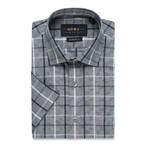 Checkered Button-Up Shirt // Gray + Blue (S)