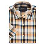 Checkered Button-Up Shirt // Orange + Blue (XL)