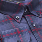 Checkered Pocket Button-Up Shirt // Red + Blue (M)