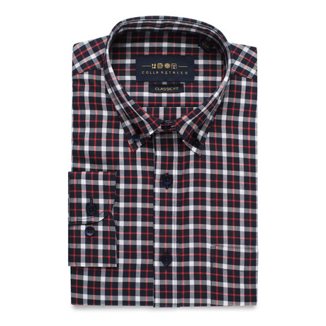 Checkered Button-Up Shirt // Red + Blue (S)