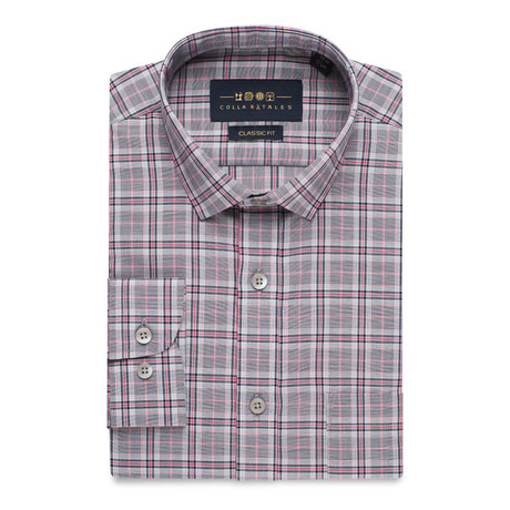 Checkered Button-Up Shirt // Gray + Red (S)