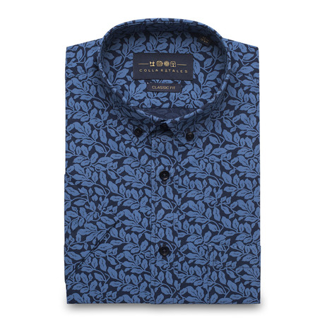 Sepal Leaf Button-Up Shirt // Blue (S)