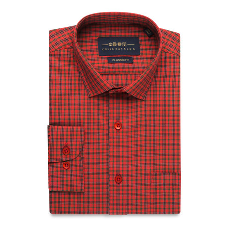 Checkered Button-Up Shirt // Red + Green (S)
