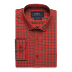 Checkered Button-Up Shirt // Red + Green (L)