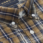 Checkered Pocket Button-Up Shirt // Mustard + Navy + White (XL)