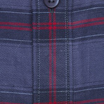 Checkered Pocket Button-Up Shirt // Red + Blue (L)