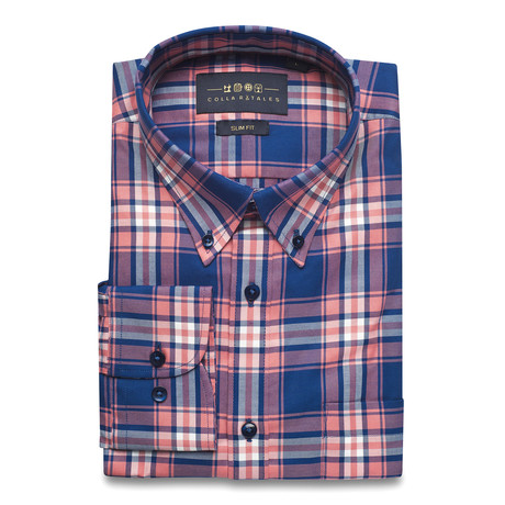 Oxford Button-Up Shirt // Pink + Blue (L)