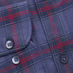 Checkered Pocket Button-Up Shirt // Red + Blue (S)