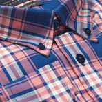 Oxford Button-Up Shirt // Pink + Blue (L)