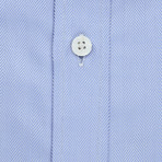 Herringbone Button-Up Shirt // Blue (L)