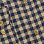 Checkered Button-Up Shirt // Yellow + Blue (S)