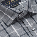 Checkered Button-Up Shirt // Gray + Blue (S)