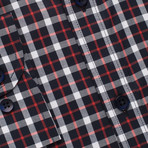 Checkered Button-Up Shirt // Red + Blue (L)