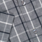 Checkered Button-Up Shirt // Gray + Blue (S)