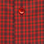 Checkered Button-Up Shirt // Red + Green (L)