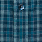 Checkered Button-Up Shirt // Blue + Gray (S)