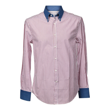 Brunello Cucinelli // Button-Up Shirt // Red + Multicolor V2 (XS)
