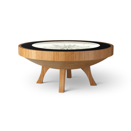 3Ft Hard Wood Coffee Table // Natural White Lights (Mahogany Veneer)