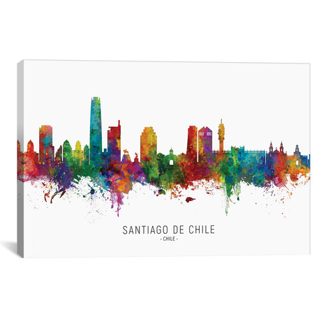 Santiago De Chile Skyline // Michael Tompsett (40"W x 26"H x 1.5"D)