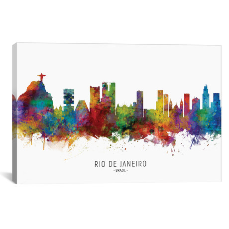 Rio De Janeiro Brazil Skyline // Michael Tompsett (40"W x 26"H x 1.5"D)