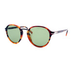 Persol // Men's PO3184S-108252 Round Sunglasses // Light Tortoise + Green