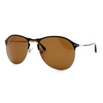 Persol // Men's PO7649S-107057 Polarized Sunglasses // Black + Gold Brown