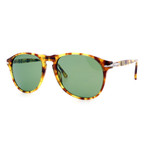 Persol // Men's Iconic PO6649S-10614E Sunglasses // Light Tortoise + Retro Green
