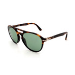 Persol // Men's PO3170S-905552 Round Double Bridge Sunglasses // Tortoise + Green