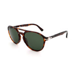 Persol // Men's PO3170S-901531 Round Double Bridge Sunglasses // Tortoise + Gray