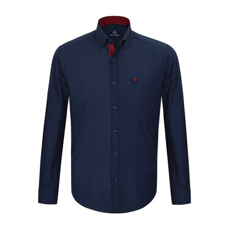 Owen Button-Up Plaid Shirt // Navy (L)