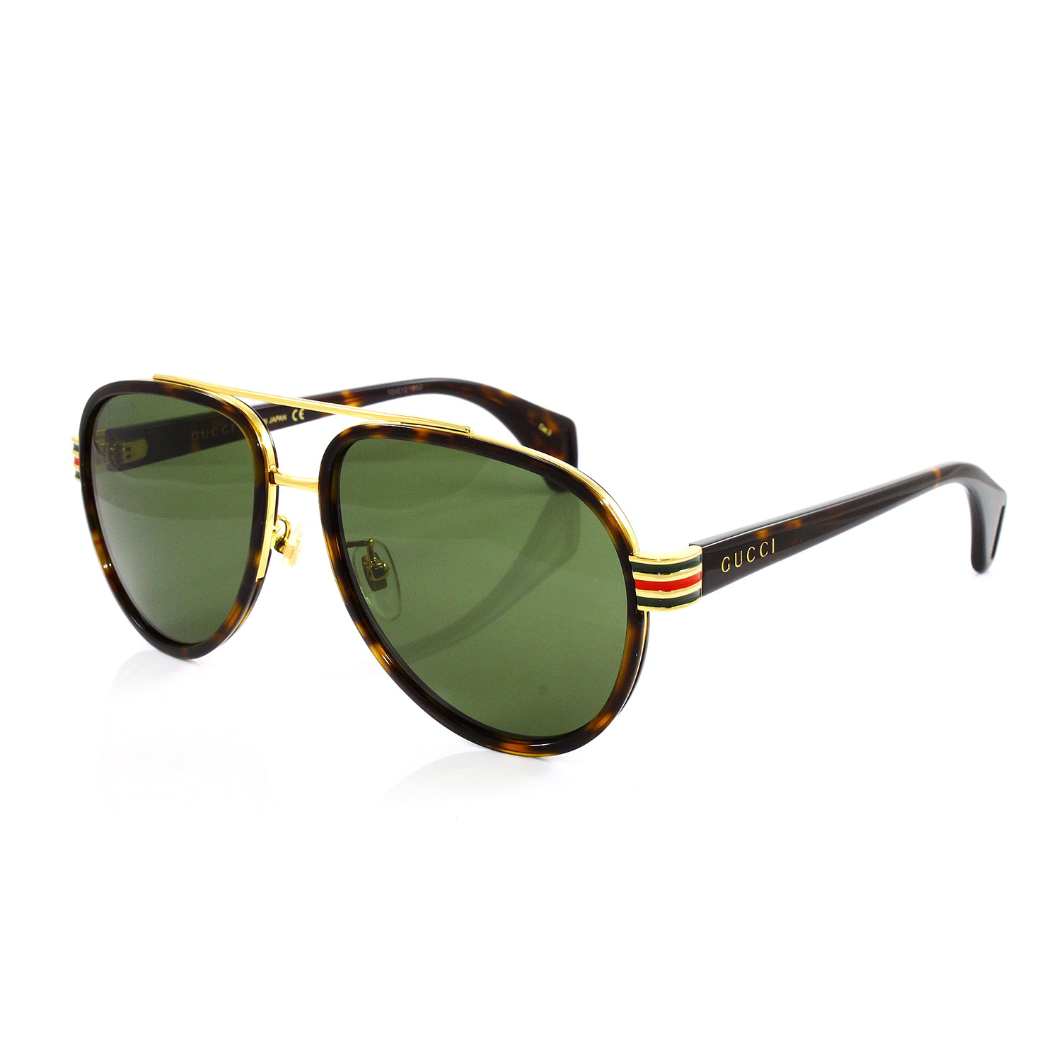 Gucci // Men's GG0447S Sunglasses // Havana + Gold + Green - Gucci ...